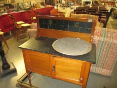 A good pine washstand with tile back