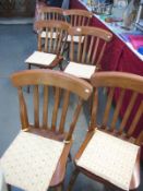 6 wooden slat back chairs