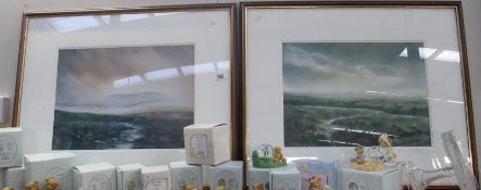 Two framed and glazed watercolours of Hill and Moor scenes signed Ashley ?