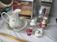 A quantity of pottery including jug and bowl set