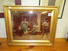 A framed and glazed picture of A Man and 3 Women