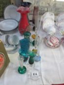 A quantity of glass and coloured glass vases