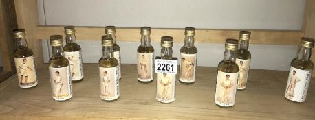 11 miniature bottles of Speyside whisky with cricket related labels