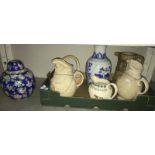 A pair of Victorian jugs and others including vases, ginger jar etc.