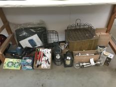 A quantity of garden items including lights & baskets etc.