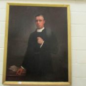 A large Victorian oil on canvas portrait of a clergyman.