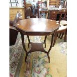 A mahogany inlaid octagonal occasional table.