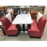 A pair of retro style American Diner 2 seater bench seats and an aluminium topped table