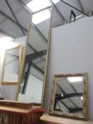 3 gilt framed mirrors in various sizes