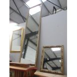 3 gilt framed mirrors in various sizes