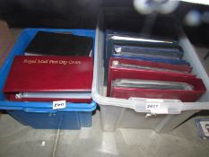 15 albums of first day covers and a quantity of empty first day cover albums, 2 boxes.
