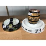 A Minton's Guinness barrel ashtray & a Carlton ware blue Royale stork ashtray