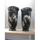 A pair of large Bretby bird decorated vases a/f ****Condition report**** 1 has been