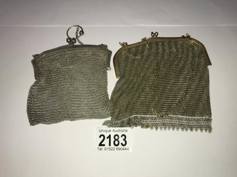 A silver mesh purse & 1 other