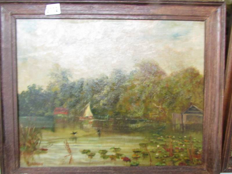 A 19th century oil on canvas 'Summer on the Broads' signed J Edwards, image 49.5 x 39 cm.