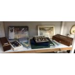 2 new boxed sets of table mats, boxed cutlery, wooden boxes etc.