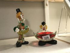 2 Murano glass clowns