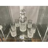 A crystal decanter & 6 crystal tumblers