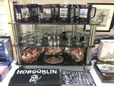 Mixed lot of breweriana including 12 Babycham glasses, 7 Martell Cognac Grand National water jugs,