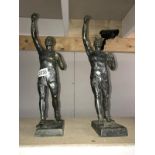 2 lead sportsmen figurines