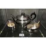 A 3 piece Viners silver plated tea service
