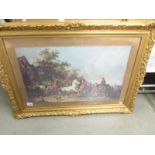 A gilt framed and glazed horse fair scene.