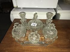 A nice dressing table set, candlesticks etc.