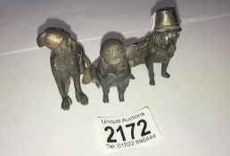 A WWI spelter propaganda group of pig, dog & monkey with German,