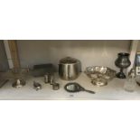 A collection of silver plate and pewter items etc.