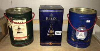 3 boxed Bells whisky with contents