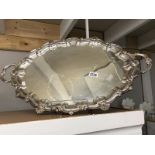 A large silver plated serving tray