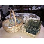 A wicker shopping basket & other baskets