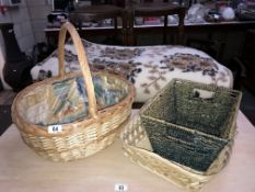 A wicker shopping basket & other baskets