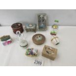 A mixed lot of trinket boxes and scent bottles.