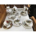 A mixed lot including Springfield hunting scenes tea set, Old Country Rose tea cup and saucer etc.