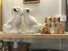 2 pairs of ceramic spaniel dog figures (no makers marks) 1 dog a/f