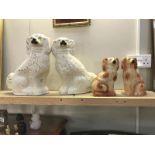 2 pairs of ceramic spaniel dog figures (no makers marks) 1 dog a/f