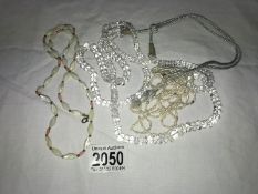 3 necklaces, rice pearls necklace,