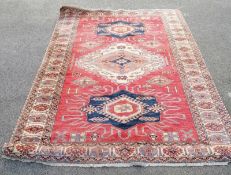 A Turkmen style rug featuring Gul design (6ft 6" x 41") ****Condition report****