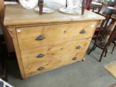 A pine 3 drawer chest (missing back planks.).