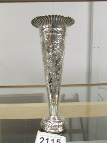 A decorative silver spill vase with weighted base, hall marked for London 1871/72, makers mark W C. - Image 2 of 2
