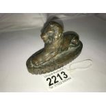 An old bronze lion paperweight