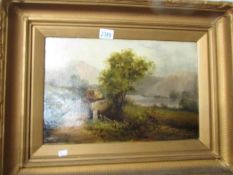 A gilt framed oil on canvas landscape 'Nr, Llyn, Gwynant', attributed to N Wallace,