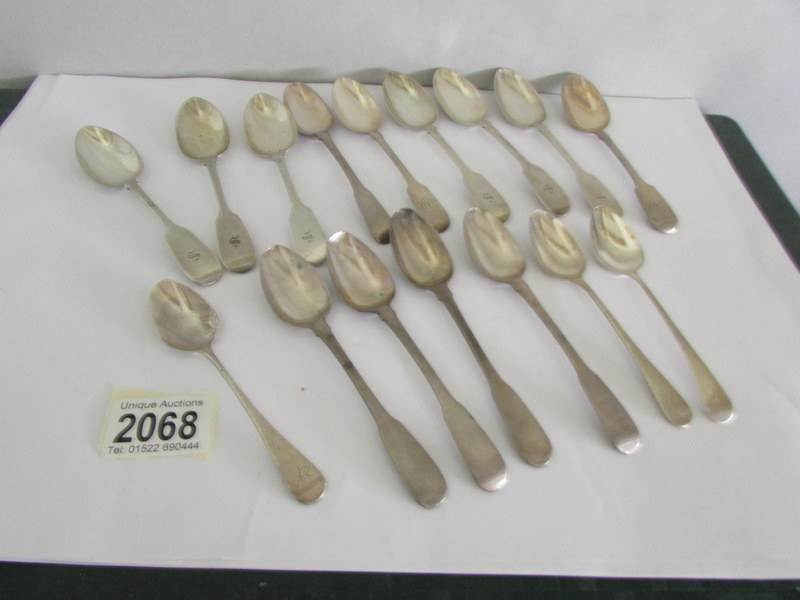 16 assorted Georgian and Victorian silver spoons including set of 6 hall marked William Rawlings