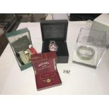4 assorted wristwatches including Danbury Mint Manchester United, Philippr Starck with Fossil,