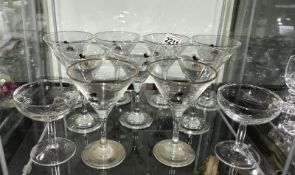9 Babycham cocktail glasses & 2 Babycham glasses