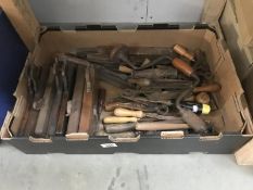 A quantity of vintage tools, including planes etc.
