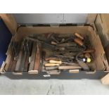 A quantity of vintage tools, including planes etc.