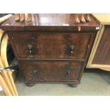 A Victorian mahogany veneered 2 drawer chest of drawers