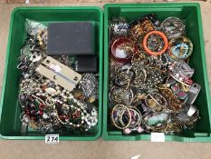 2 boxes of costume jewellery